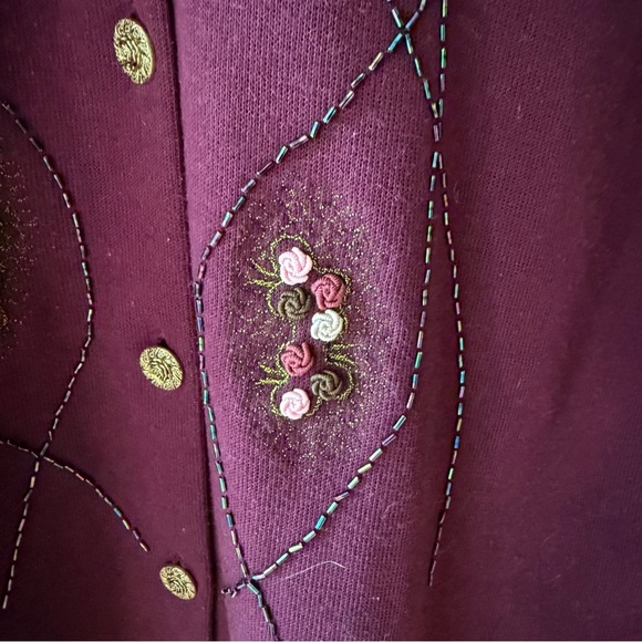 Vintage Embroidered Purple Cardigan with Beading - Picture 3 of 8